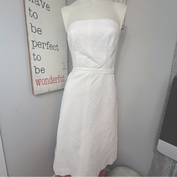 Piazza Sempione Italy Seersucker lined strapless cocktail dress - Picture 4 of 12